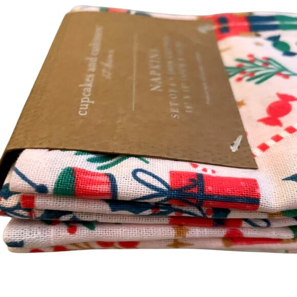 Cupcakes & Cashmere CHRISTMAS Nutcracker Cotton Napkins 18x18 Set of 6 Pink New - Picture 8 of 10